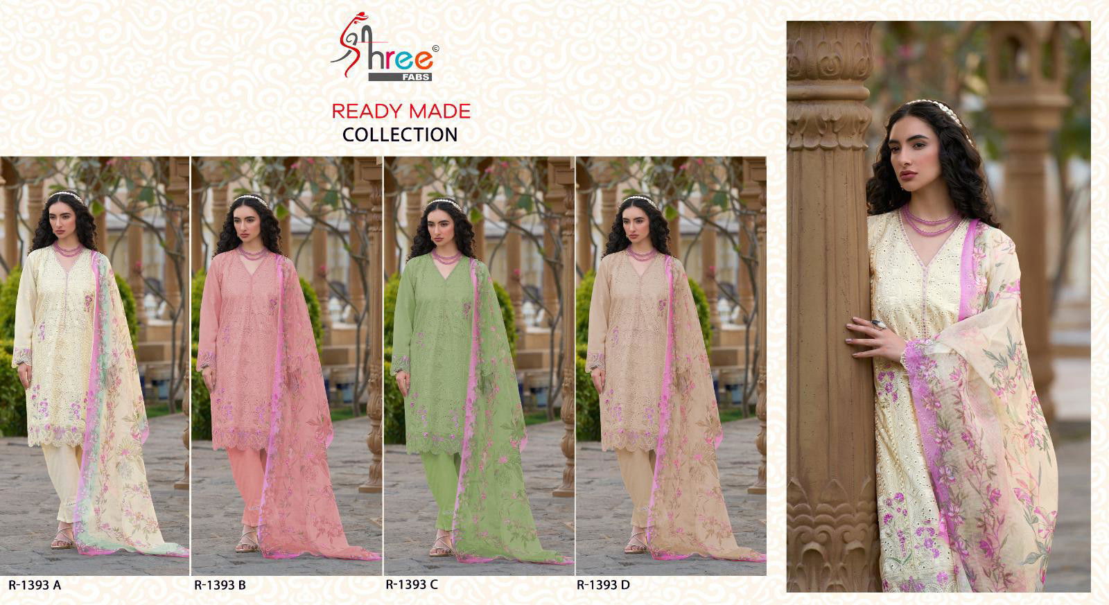 Shree R 1393 Cambric Cotton Ready Made Pakistani Salwar Suits